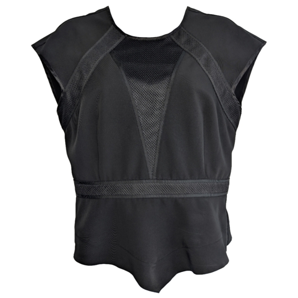 Women's Black Fitted Panels Zip Up Peplum Top